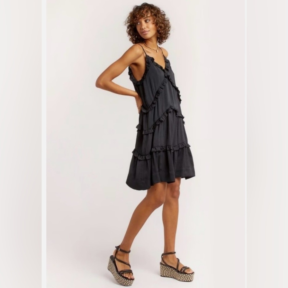 🖤Rebecca Minkoff Black Ruffled Tiered Mini Dress sz Small 🖤